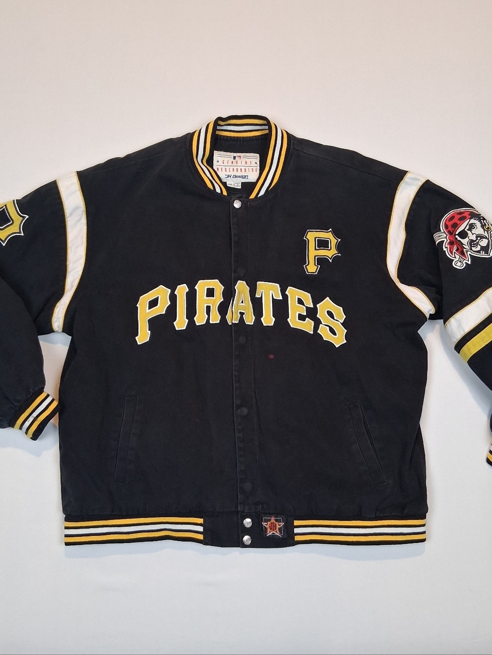 Pittsburg Pirates Baseball Team MLB Varsity Jacket Mens 2XL Black JH Designs